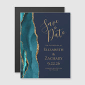 Agaat Blauwgroen Goud Navy Blue Magnetic Save the (Voorkant / Achterkant)