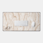 Agaat Bruin Crème Marmer Custom Naam Letter Bureaumat (Keyboard & Muis)