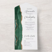 Agaat Emerald Green Gold Wedding All In One Uitnodiging (Binnen)
