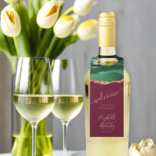 Agaat Emerald Groen Goud Bourgondië Bruiloft Welko Flessenhanger