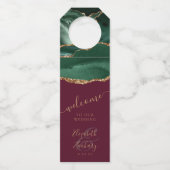 Agaat Emerald Groen Goud Bourgondië Bruiloft Welko Flessenhanger (Voorkant)