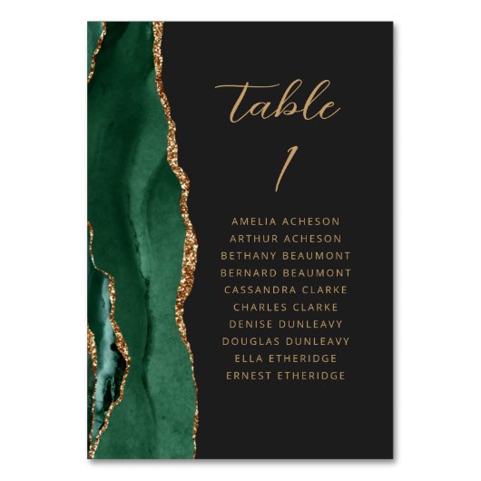 Agaat Emerald Groen Goud Modern Script Bruiloft Kaart (Voorkant)