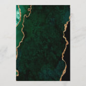 Agaat Emerald Groen Goud Script Donker Bruiloft Menu (Achterkant)