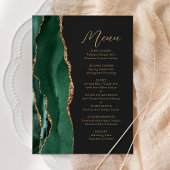 Agaat Emerald Groen Goud Script Donker Bruiloft Menu