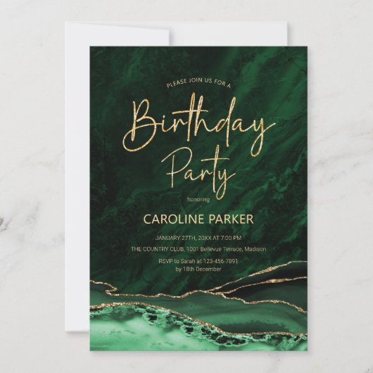 Agaat Emerald Groen Goud Verjaardag Elke Leeftijd Kaart (Voorkant)