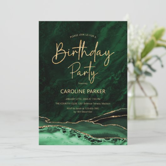 Agaat Emerald Groen Goud Verjaardag Elke Leeftijd Kaart (Staand voorkant)