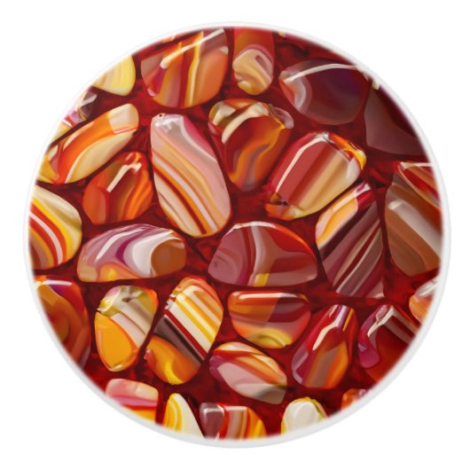 Agaat en Carneool stenen mozaïek Keramische Knop (Voorkant)