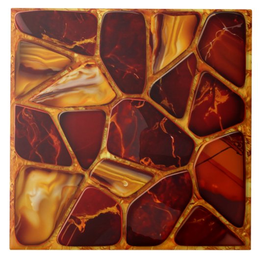 Agaat en Carneool stenen mozaïek Tegeltje (Voorkant)