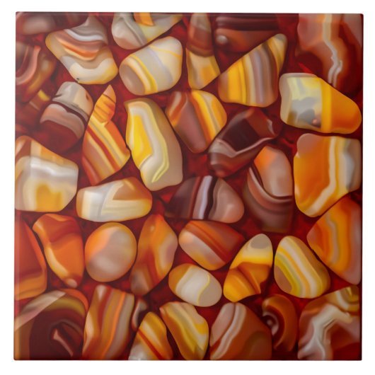 Agaat en Carneool stenen mozaïek Tegeltje (Voorkant)