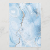 Agaat Geode Baby Blauw Zilver Glitter Bruiloft Menu (Achterkant)