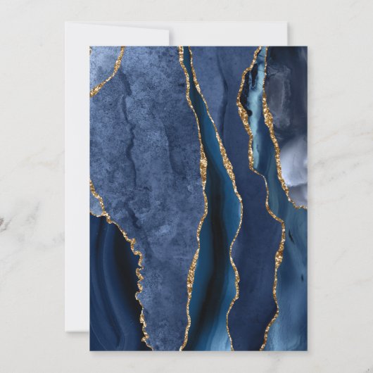 Agaat Geode Blauw Goud Glitter Eerste Heilige Comm Kaart (Achterkant)