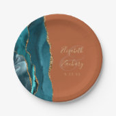 Agaat Geode Blauwgroen Goudverbrande Sinaasappels  Papieren Bordje (Voorkant)