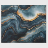 Agaat Geode Gold en Navy Blue Marble Cadeaupapier (Vlak)