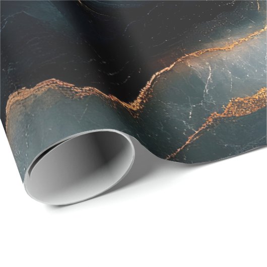 Agaat Geode Gold en Navy Blue Marble Cadeaupapier (Rol Hoek)