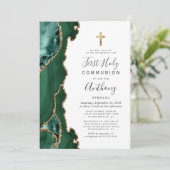 Agaat Geode Groen Goud Eerste Heilige Communie Kaart (Staand voorkant)