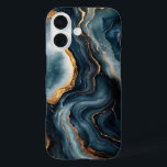 Agaat Geode met goud en marineblauw marmer iPhone 16 Hoesje<br><div class="desc">iPhone 16-hoesje met een verbluffend agaat-geodedesign met diepmarineblauw en glinsterende goudmarmeren accenten,  wat een vleugje luxe en elegantie toevoegt aan uw toestel.</div>