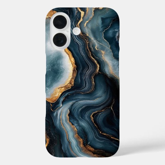 Agaat Geode met goud en marineblauw marmer Case-Mate iPhone Case (Achterkant)