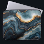 Agaat Geode met goud en marineblauw marmer Laptop Sleeve<br><div class="desc">Laptophoes met een opvallend agaatgeodedesign in rijk marineblauw met elegante gouden marmeren accenten, perfect voor het toevoegen van een vleugje sophisticatie aan uw technische bescherming.</div>