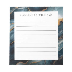 Agaat Geode met Goud en Navy Blue Marble Lined Notitieblok