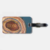 Agaat Geode Monogram Waterverf Blauwe Klei Oker Bagagelabel (Achterkant horizontaal)