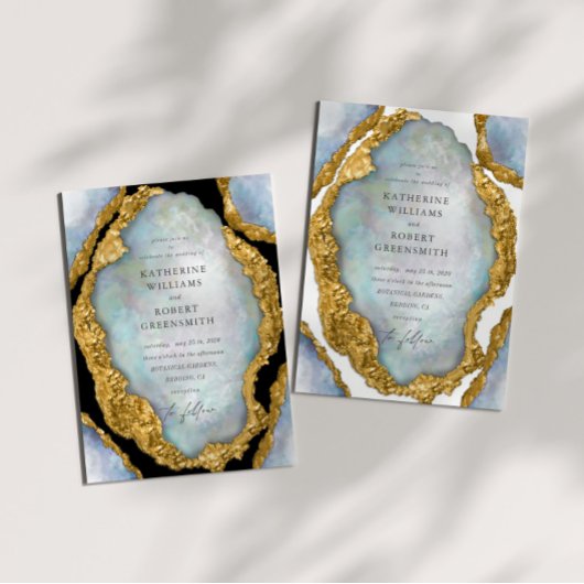 Agaat Geode Parel Gouden Bruiloft Uitnodiging