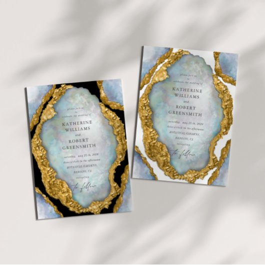 Agaat Geode Parel Gouden Bruiloft Uitnodiging