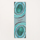 Agaat Geode Patroon in Blauw & Aqua - Gepersonalis Yogamat (Voorkant)
