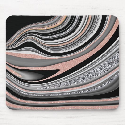 Agaat Geode roos Gold Silver Black Muismat (Voorkant)