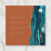 Agaat Geode Script Blauwgroen Goud Burnt Sinaasapp Bedankjes Labels (Achterkant)