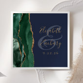 Agaat Geode Script Emerald Groen Goud Navy Bruilof Servet