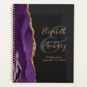 Agaat Geode Script Paarse Gouden Donkere Huwelijks Planner (Voorkant)