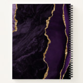 Agaat Geode Script Paarse gouden pruim bruiloft ga Notitieboek (Achterkant)