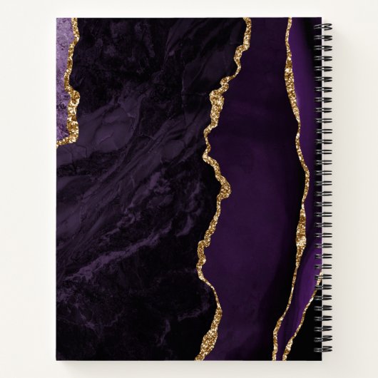 Agaat Geode Script Paarse gouden pruim bruiloft ga Notitieboek (Achterkant)