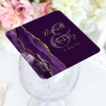 Agaat Geode Script Paarse gouden pruim bruiloft Kartonnen Onderzetters<br><div class="desc">Dit elegante moderne bruiloft onderzetter heeft een paarse waterverf agaat ontwerp afgewerkt met faux gouden glitter. Pas eenvoudig de goudkleurige tekst aan op een rijke pruimenachtergrond,  met de namen van de bruid en bruidegom in handschrift kalligrafie over een groot ampersand.</div>