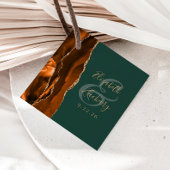 Agaat Geode Script Roest Goud Donkergroen Bruiloft Bedankjes Labels