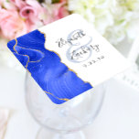 Agaat Geode Script Royal Blue Gold Wedding Kartonnen Onderzetters<br><div class="desc">Dit elegante moderne bruiloft onderzetter heeft een koningsblauwe waterverf agaat geode ontwerp afgewerkt met faux gouden glitter. Pas eenvoudig de houtskoolgrijze tekst aan op een witte achtergrond,  met de namen van de bruid en bruidegom in handschrift kalligrafie over een groot,  bleek blauw ampersand.</div>