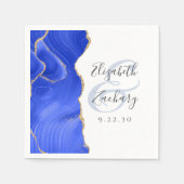 Agaat Geode Script Royal Blue Gold Wedding Servet (Voorkant)