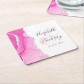 Agaat Geode Script Roze Zilveren Bruiloft Kartonnen Onderzetters (Schuin)