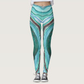 Agaat Geode Waterverf Patroon - Blauw Groen Aqua Leggings (Voorkant)