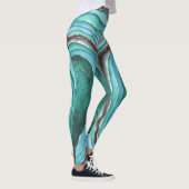 Agaat Geode Waterverf Patroon - Blauw Groen Aqua Leggings (Rechts)