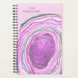 Agaat Geode Waterverf Slice - Roze Aqua Paarse Planner