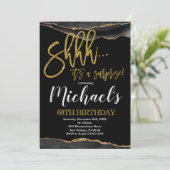 Agaat Goud & Zwart Verrassingsverjaardagsfeest Kaart (Staand voorkant)