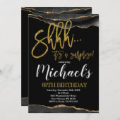 Agaat Goud & Zwart Verrassingsverjaardagsfeest Kaart (Voorkant / Achterkant)