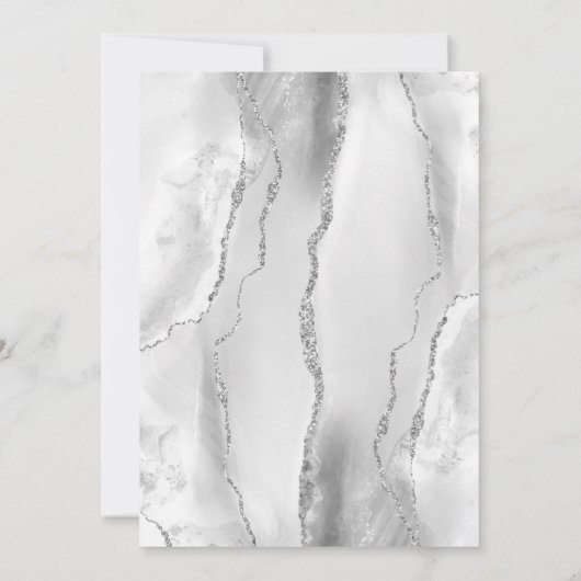 Agaat Grijs Wit Zilver Modern Script Bruiloft Save The Date (Achterkant)