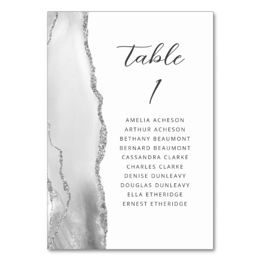 Agaat Grijs Zilver Modern Script Bruiloft Kaart (Voorkant)