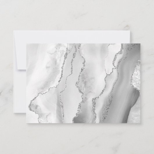 Agaat Grijs Zilver Modern Script Bruiloft RSVP Kaartje (Achterkant)