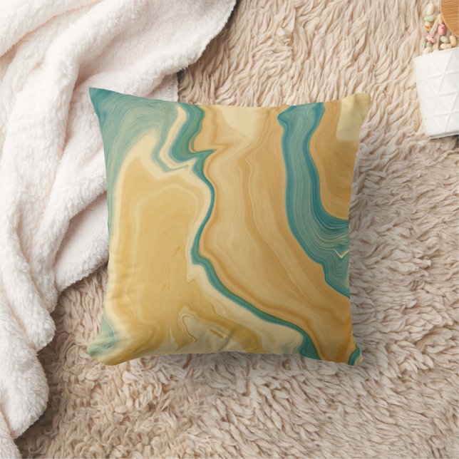 Agaat Groen & Cream Marmer Custom Naam Letter Kussen (Deken)