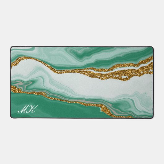 Agaat groen en goud marmeren werveling bureaumat (Voorkant)