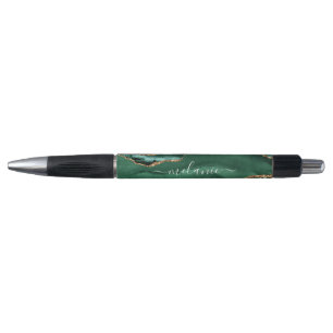 Agaat Groen Goud Glitter Emerald Custom Name Pen
