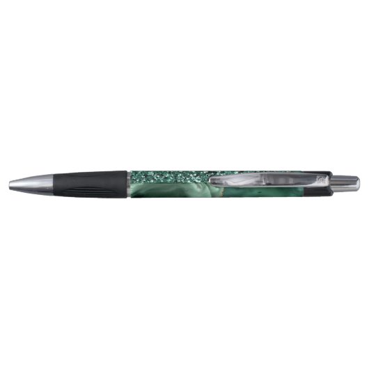 Agaat Groen Goud Glitter Emerald Custom Name Pen (Achterkant)